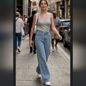 Blue With Silver Abstract Stud Design Women's Jeans